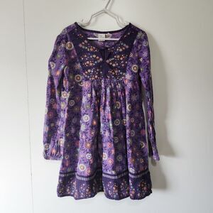 The Children’s Place Girls Purple Floral Long Sleeve Dress Boho Size 6X/7